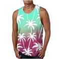 thumbnail image 1 of Timoontee Mens Sleeveless Top Palm Tree Gradient Print Sleeveless Silhouette Lightweight Fabric for Beach Vacations Red XXL, 1 of 4