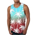 thumbnail image 1 of Timoontee Mens Sleeveless Top Palm Tree Gradient Print Sleeveless Silhouette Lightweight Fabric for Beach Vacations Yellow M, 1 of 4