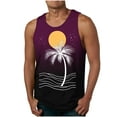 thumbnail image 1 of Timoontee Mens Sleeveless Top Single Palm Sun Wave Print Crew Neck Sleeveless Silhouette Breathable Fabric for Outdoor Activities Purple XXXXXL, 1 of 3