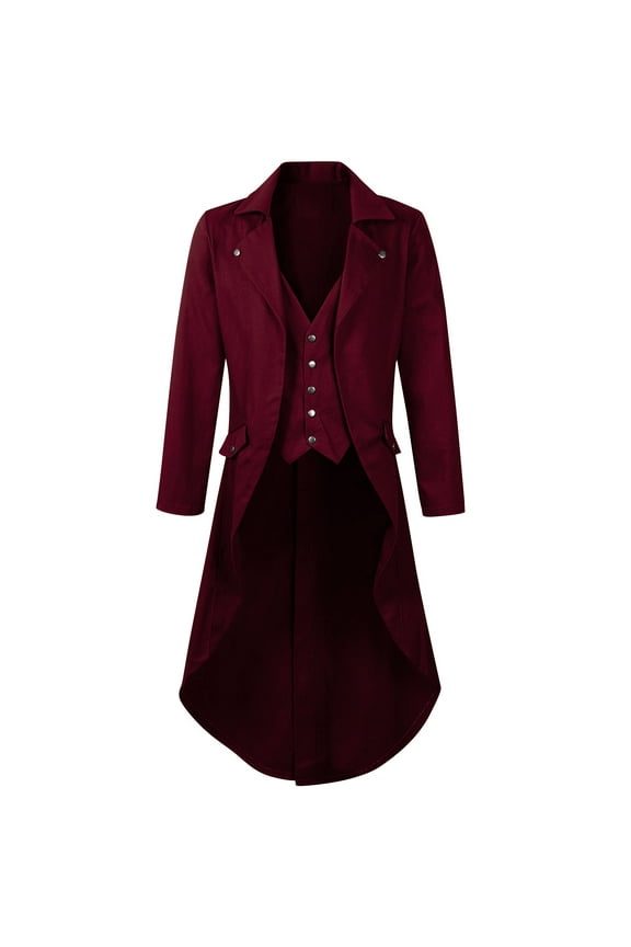 Mens Steampunk Jacket Renaissance Jacket Medieval Gothic Tailcoat Frock Coat Victorian Prince Jacket Dinner Party Blazer Suit Jacket Wine XXL