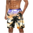 thumbnail image 1 of Timoontee Mens Tropical Print Beach Shorts Elastic Waist Drawstring Side Pocket Design Quick Dry Fabric for Vacation Orange XXXXXL, 1 of 5