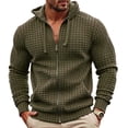 thumbnail image 1 of Timoontee Mens Waffle Hoodies Zip Up Sweatshirts Lightweight Long Sleeve Tops Casual Workout Hooded Sweatshirts Spring Fall Clothes Army Green XL, 1 of 3