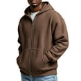 thumbnail image 1 of Timoontee Mens Zip Up Sweatshirts Long Sleeve Waffle Textured Hoodies Lightweight Spring Fall Hooded Sweatshirt Solid Casual Hoodie Brown M, 1 of 8