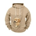 thumbnail image 1 of Timoontee Pet Pouch Hoodie Men Small Dog Cat Carrier Sweatshirts Oversized Kangaroo Pouch Hoodies Animal Holder Pullover Tops Beige XXXL, 1 of 5