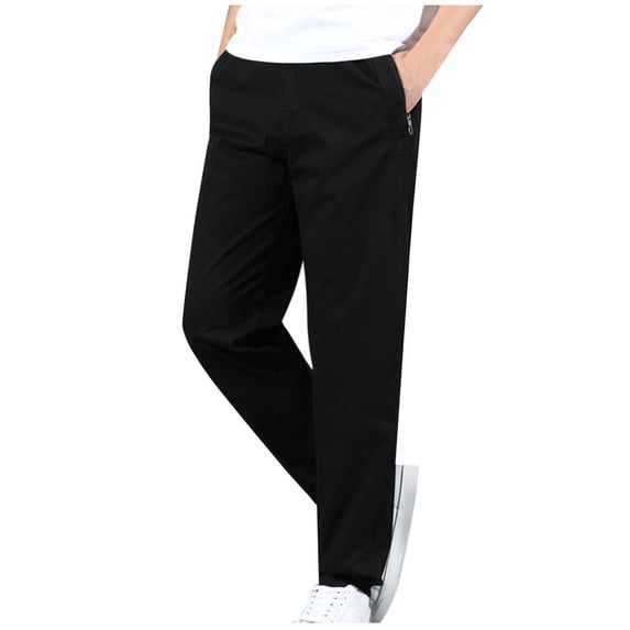 Timoontee Pull On Pants Straight Leg Cargo Pants Drawstring Waist Trousers Fishing Hiking Pants for Men Sweatpants with Pocket Lightweight Workwear Casual Jogger Black XXXL