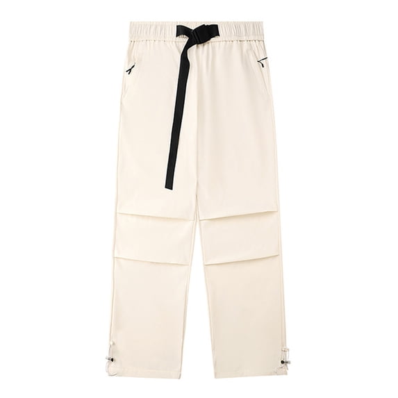 Timoontee Pull On Pants Straight Leg Casual Jogger Fishing Hiking Pants for Men Lightweight Workwear Cargo Pants Drawstring Waist Trousers Sweatpants with Pocket Khaki XL