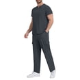 thumbnail image 1 of Timoontee Scrubs for Men Set Short Sleeve V-Neck Scrub Top & Drawstring Cargo Pant with Multi Pockets Lightweight 2 Piece Caregiver Uniform Gray S, 1 of 8