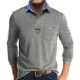 thumbnail image 1 of Timoontee Shirts for Men Casual Long Sleeve Lapel Collar T-Shirt Trendy Pullover Tops Lightweight Solid Button Pocket Blouses Gray S, 1 of 6