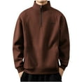 thumbnail image 1 of Timoontee Sweatshirts for Men Kintted Stand Up Collar Long Sleeve Pullover Sweatshirt Fall Winter Warm Tops Loose Fit Solid Quarter Zip Sweatshirts Coffee XL, 1 of 5