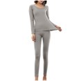 thumbnail image 1 of Timoontee Thermal Underwear for Women Long Johns Butt Lifting Tummy Control Loungewear Cozy Warm Pajamas Pants Set Sleepwear Suit Casual Top Pants Pajama Set Gray 4-8, 1 of 3