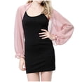 thumbnail image 1 of Timoontee Women Summer Chiffon Cardigan Long Sleeve Ruffle Cuff Open Front Shrug Loose Fit Lightweight Solid Color Thin Kimono Beach Cover Up Pink Free Size, 1 of 9