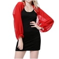 thumbnail image 1 of Timoontee Women Summer Chiffon Cardigan Long Sleeve Ruffle Cuff Open Front Shrug Loose Fit Lightweight Solid Color Thin Kimono Beach Cover Up Red Free Size, 1 of 9