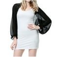 thumbnail image 1 of Timoontee Women Summer Chiffon Kimono Cardigan Ruffle Sleeve Shrug Open Front Lightweight Beach Cover Up Solid Loose Fit Blouse Shirt Outwear Plus Size Black Free Size, 1 of 9