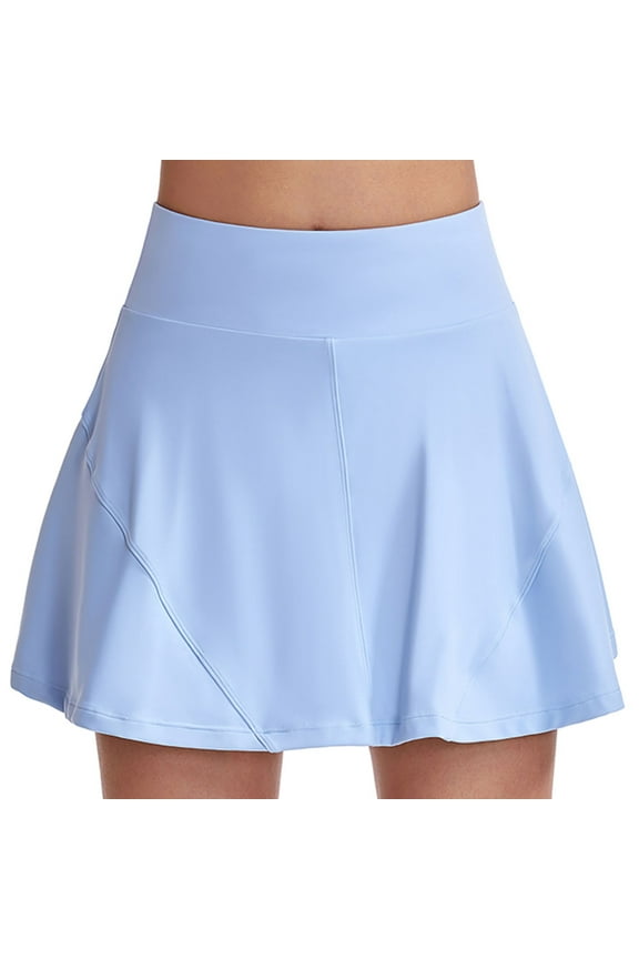 Women's Athletic Skort High Waisted Quick Dry Sports Skirts with Pockets for Tennis Running Golf Workout Gym Apparel Blue L