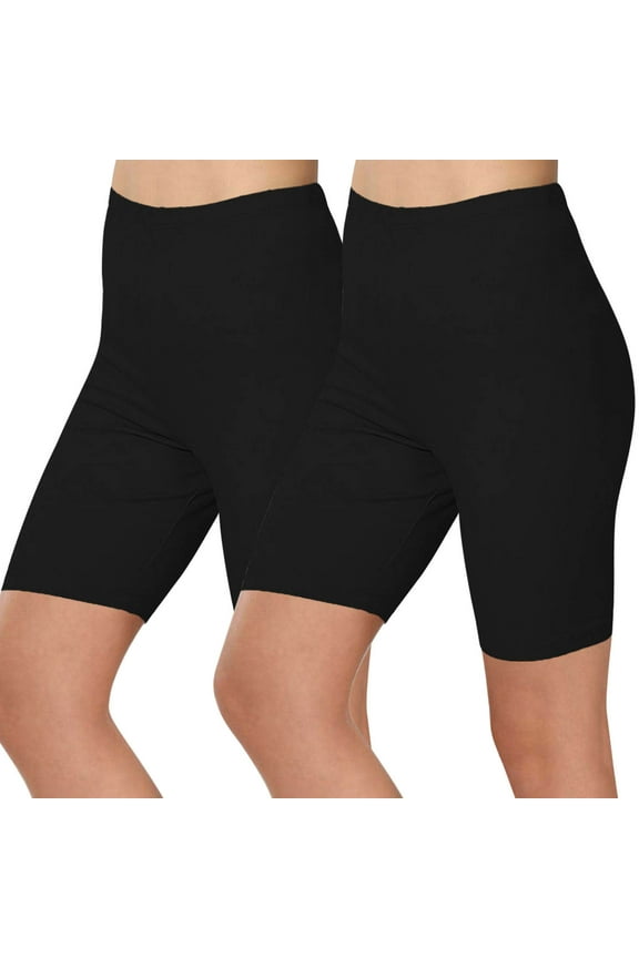 Women's Bike Shorts High Waist Tummy Control Soft Stretch Yoga Shorts with Pockets Workout Running Athletic Biker Shorts for Ladies 2 Pack Black XL