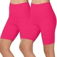 thumbnail image 1 of Timoontee Women's Bike Shorts High Waist Tummy Control Soft Stretch Yoga Shorts with Pockets Workout Running Athletic Biker Shorts for Ladies 2 Pack Hot Pink M, 1 of 9