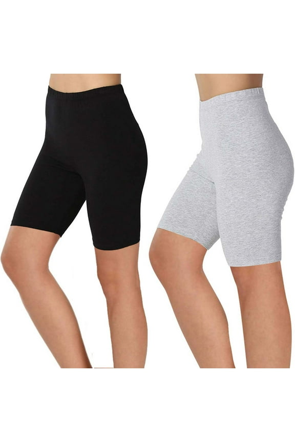 Women's Biker Shorts Tummy Control Workout Running Athletic Bike Shorts Spandex Stretch Biker Shorts for Women Plus Size Gray XXXL