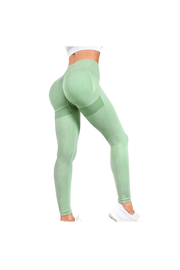 Women's High Waist Seamless Leggings Yoga Pants Tummy Control Workout Running Tights Scrunch Booty Push Up Gym Fitness Jeggings Pants Green L