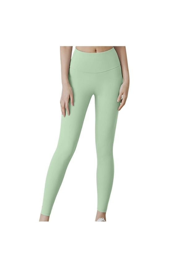 Women's High Waist Yoga Pants Stretch Workout Running Tummy Control Leggings Soft Fabric Squat Proof Tights Mint Green L