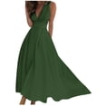 thumbnail image 1 of Timoontee Women's Plus Size A-Line Long Dress Trendy Elegant Vintage Solid Sundress V-Neck Beachdress Waist Ruched Flowy Skater Dresses Daily Summer Slim Sleevelsss Dress Fashion Green XXXL, 1 of 5