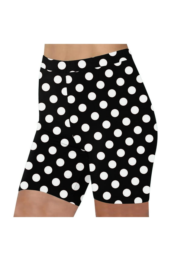 Women's Polka Dot Bike Shorts High Waist Tummy Control Yoga Shorts 4 Way Stretch Soft Workout Running Athletic Shorts Black XXXL