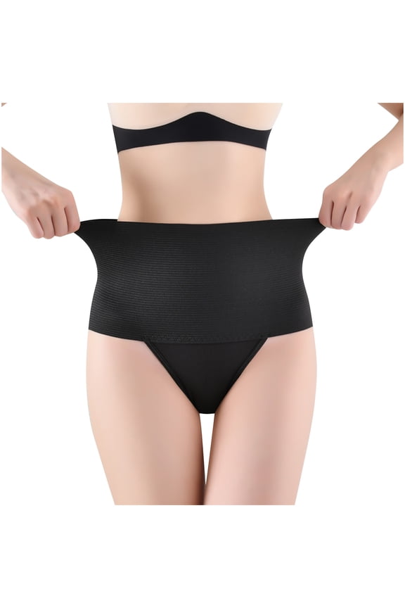 Women's Seamless High Waist Tummy Control Panties Shorts Slimming Body Shaper Thong Underwear Briefs Intimates Shapewear Black M