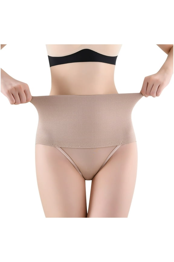 Women's Seamless High Waist Tummy Control Panties Shorts Slimming Body Shaper Thong Underwear Briefs Intimates Shapewear Khaki M