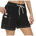 thumbnail image 1 of Timoontee Women's Solid Swim Board Shorts with Pockets Drawstring Quick Dry Water Shorts for Beach Pool Summer Vacation Black L, 1 of 5