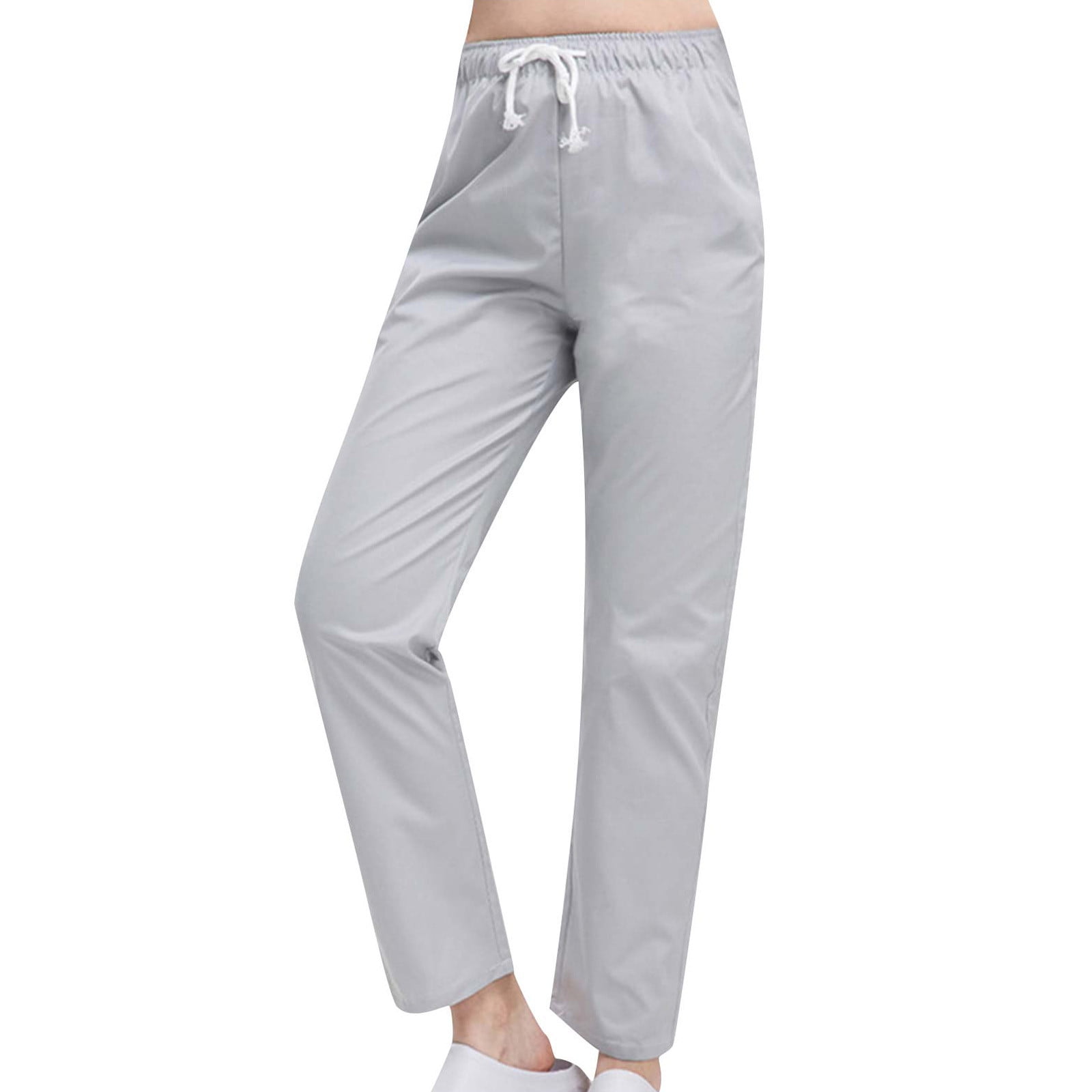 Timoontee Women's Straight Leg Scrubs Pants with Drawstring Elastic