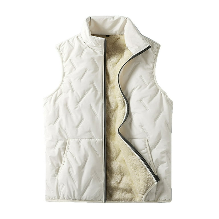 Timoontee Workwear Vest Mens Sherpa Lined Vest Casual Comfy Fleece