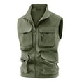 thumbnail image 1 of Timoontee Workwear Waistcoat Men Fall Vest Outdoor Casual Hiking Workout Vest Sleeveless Stand Collar Zip Up Jacket Vest Lightweight Solid Vest with Multi Pockets Army Green XXL, 1 of 7