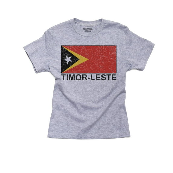 Timor-Leste Flag - Special Vintage Edition Girl's Cotton Youth Grey T-Shirt