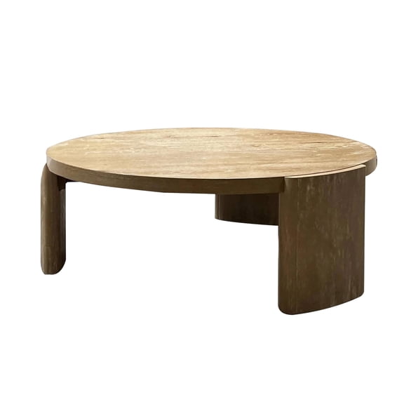 Timore Cocktail Coffee Table-Round 42 Inch Oak Brown Wood Top-Plinth Base