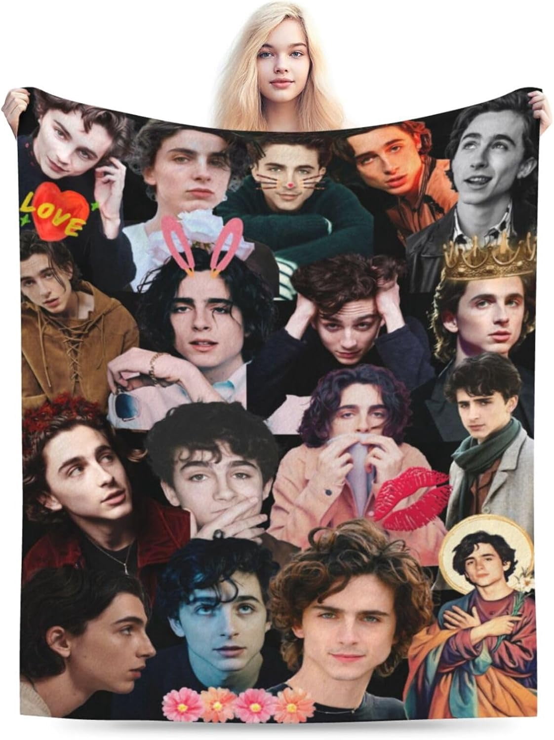 Timothee Chalamet Blanket Soft and Warm Lightweight Fluffy Throws Blankets Gift for Beach Yoga Bedroom Living Room Decoration Sofa Camping Trip Dorm Decor All Season