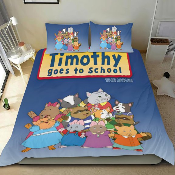 Timothy Goes to School Themed Bed Sheet Set Three Piece Set 53x79 In ches Comfortable And Skin Friendly Unique Design Creating A Star Studded Night Home Decor Gifts For Family Friends fans