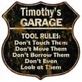thumbnail image 1 of Timothy's Garage Tool Rules Sign Shield Metal Gift 211110003449, 1 of 1