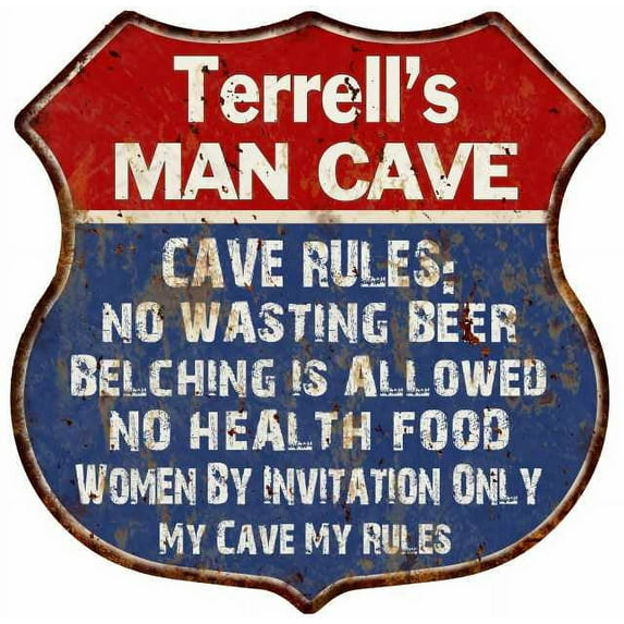 Timothy's Man Cave Rules Sign Shield Metal Gift 211110023449
