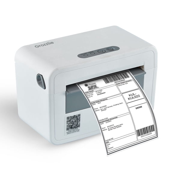 Grozziie Thermal Label Printer | USB Portable 4x6 Thermal Label Printer for Shipping Package, Small Business, Warehouse, Delivery Company with Label Holder - Only Windows Supported