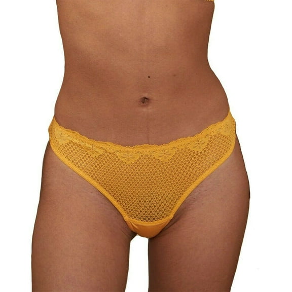 Timpa Lingerie Lace Low Cut Thong - 615700 (XS, Marigold)