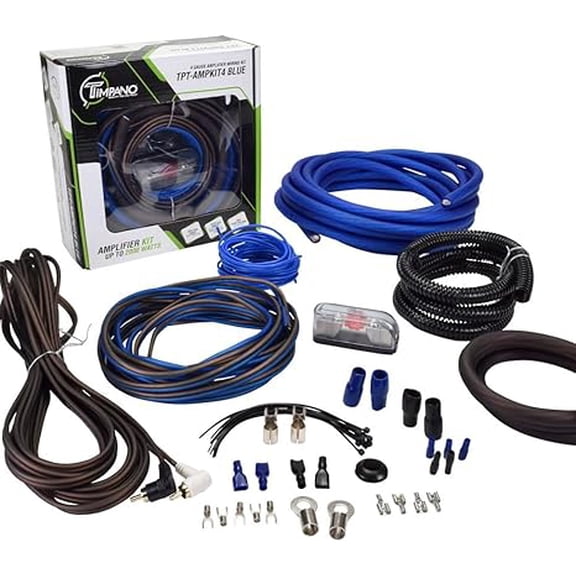 Timpano TPT-AMPKIT4 4 Gauge Amp Wiring Kit 2000W CCA Blue
