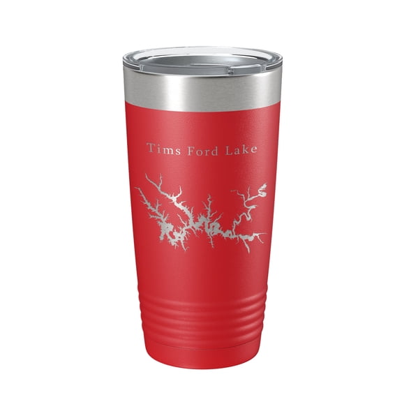 Tims Ford Lake Map Tumbler Travel Mug Insulated Laser Engraved Coffee Cup Tennessee 20 oz Red