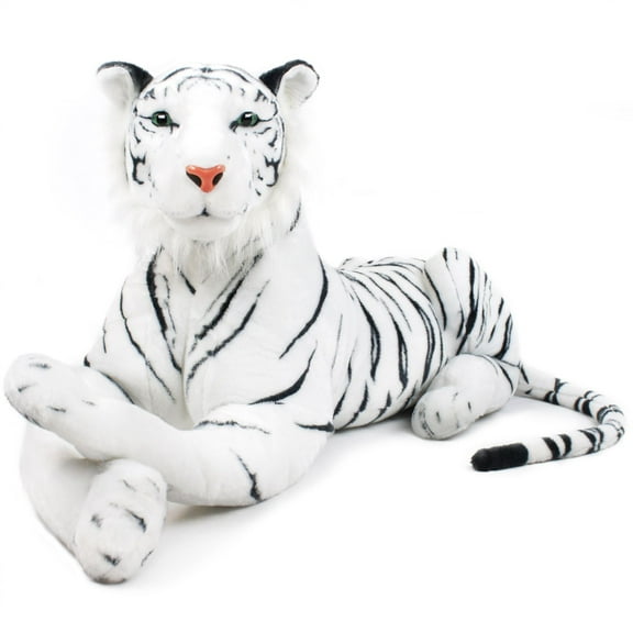 Timurova the White Siberian Tiger | 42 Inch Long (Tail Measurement not Included!) Big Stuffed Animal Plush Cat | Shipping from Texas | By TigerHart Toys