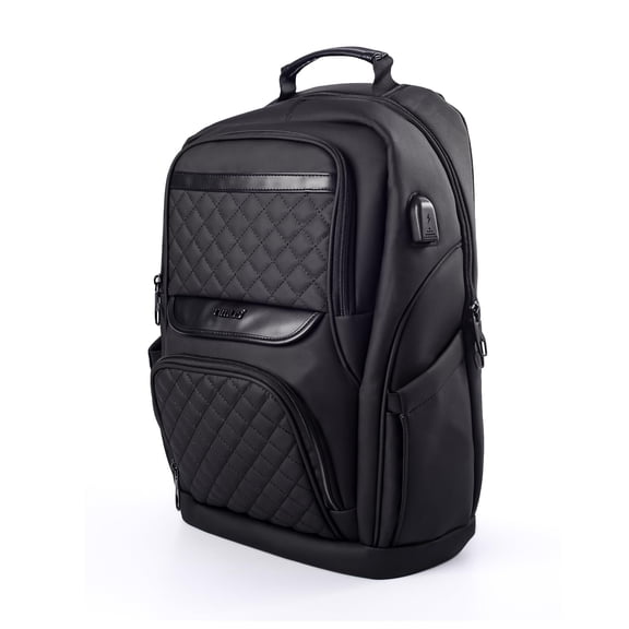 Timus Berlin Black Professional Laptop Bag for Men  Women 23 L with 15.6 Inch Laptop Compartment | Water resistant with USB Port Anti-Theft Backpack| Premium Polyester Fabric