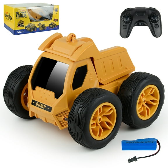 Timy RC Construction Vehicle Car for Boys Kids, 360 Flips Rotating Remote Control Stunt Truck Dredger Car Toys Gift
