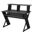 thumbnail image 1 of Tin 47 Inch Wood Music Desk Studio Station Keyboard Tray Shelves Gray - Saltoro Sherpi, 1 of 5