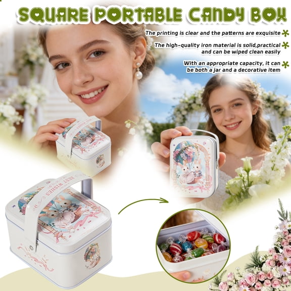 Tin Box, Tin Lunch Box, Metal Storage Box, Small Decorative Box, Storage Box Decorative, 5X7 In, Pastel Print, Holiday Gifting, 1 Pc, Small Box, Portable Lunch