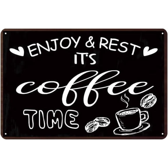 Tin Coffee Bar Sign Decor, Coffee Time Signs Decorations for Station Home Farmhouse Kitchen Office Inspirational Gifts For Family Friend Coworker