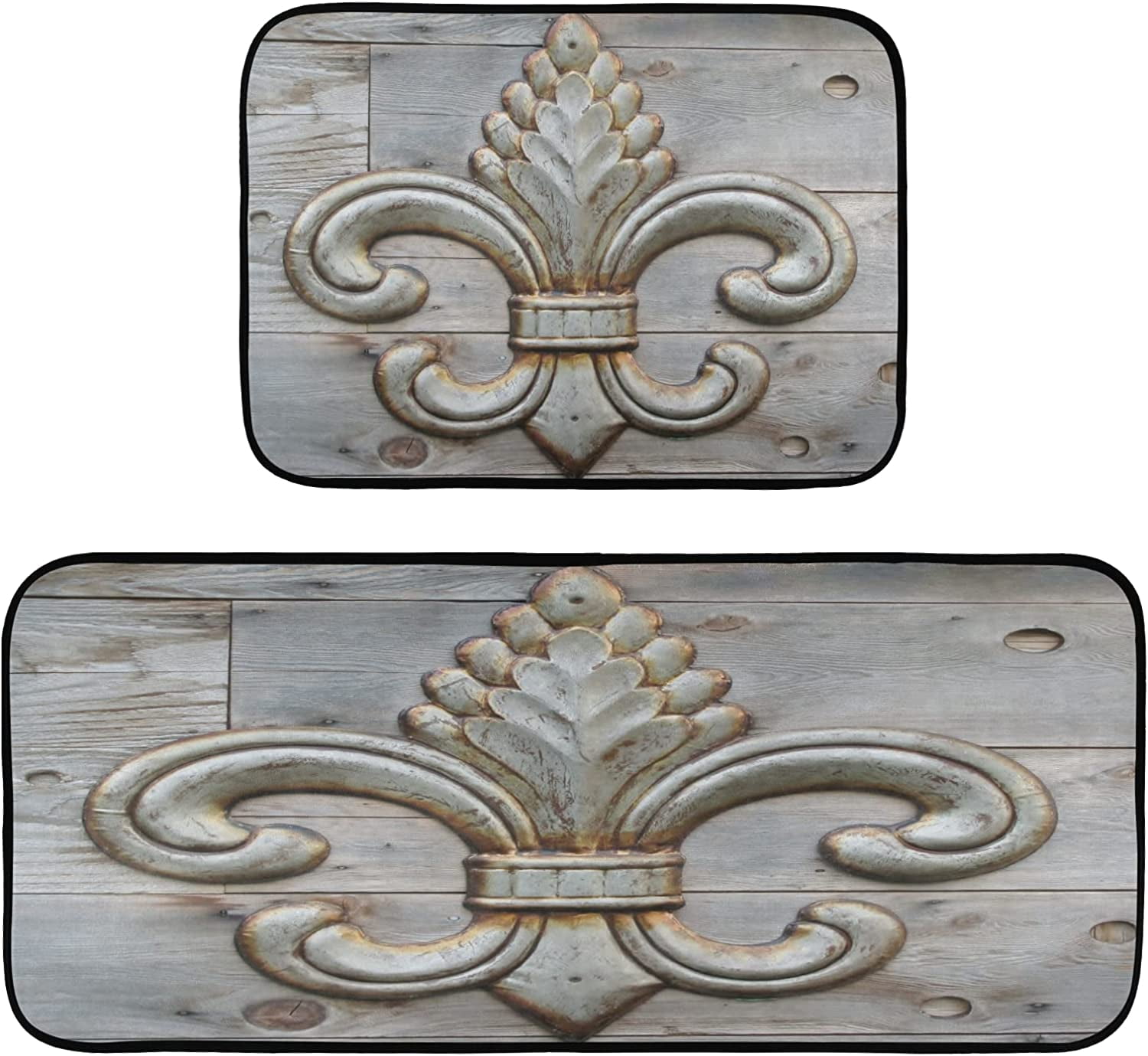 Universal Car Floor Mats 4-Piece Set - Fleur-de-lis Design, Non-Slip & All-Weather Protection For Sedan/Truck