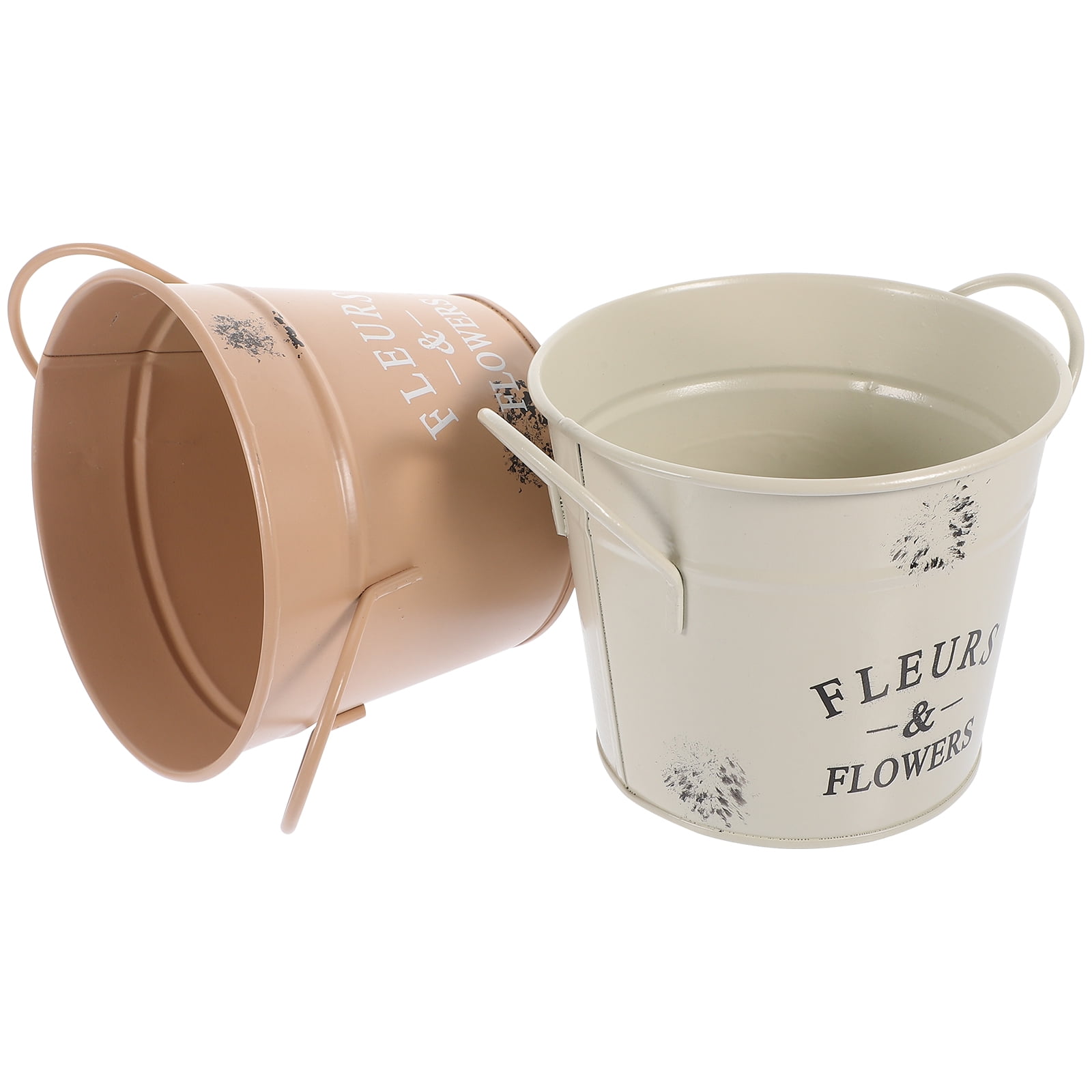 Tin Flower Pot Galvanized Floral Containers 2 Pcs Dining Table Metal