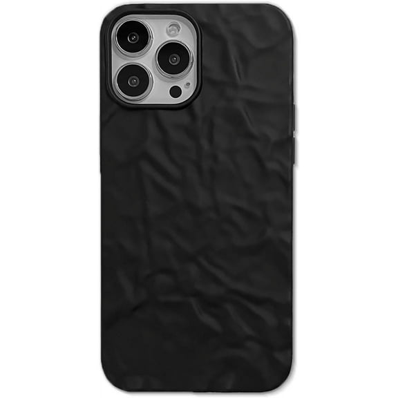 Tin Foil Peated Black Solid Color Soft Case  for iPhone (Black,iPhone 14)